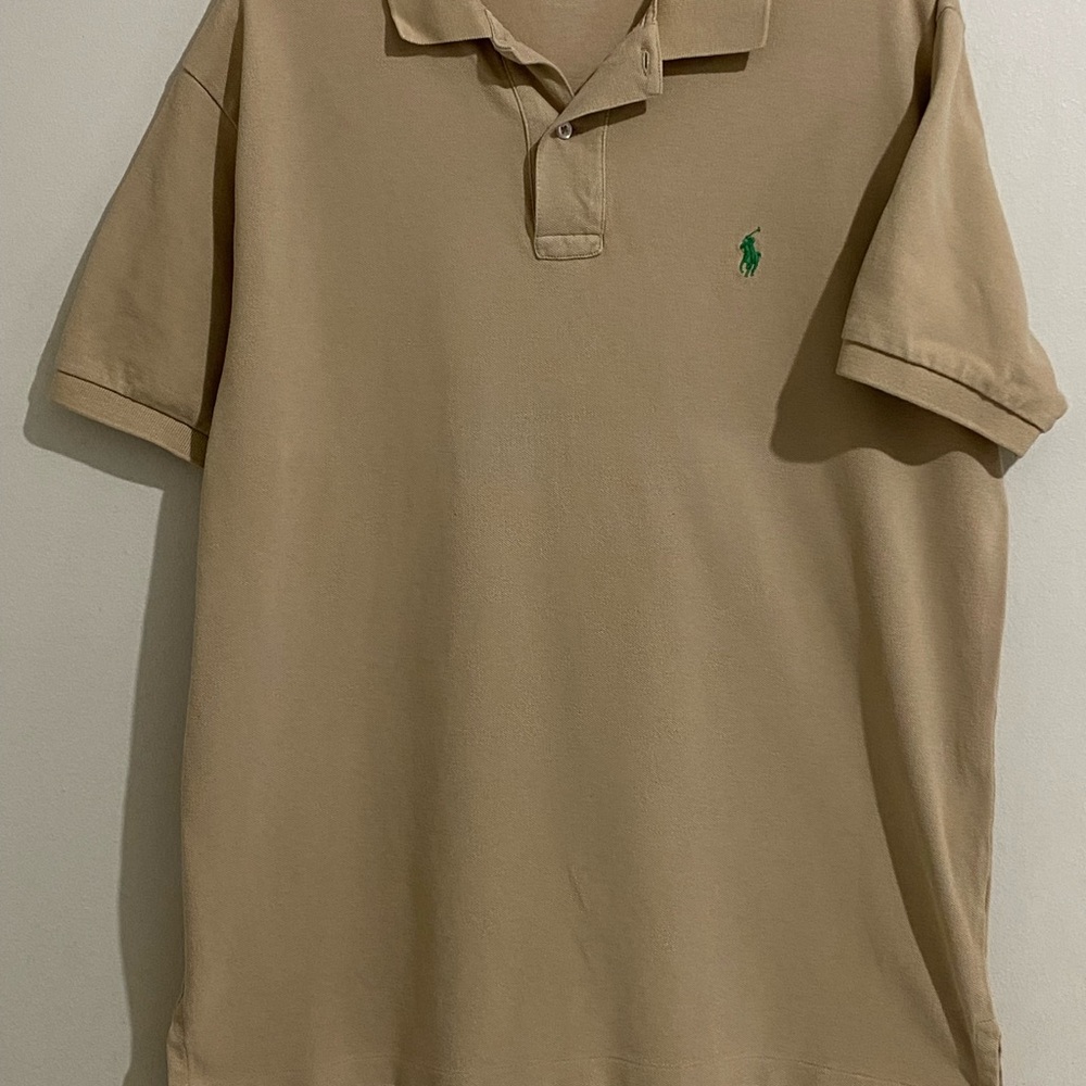 Polo by Ralph Lauren Men's Classic Polo Shirt - Tan with Green Pony Logo